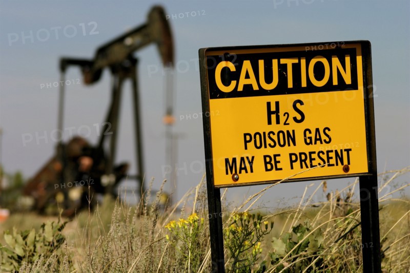 Poison gas sign in oil field