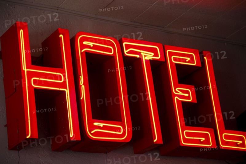 Red hotel neon