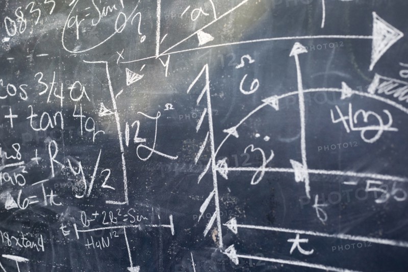 Math symbols on blackboard