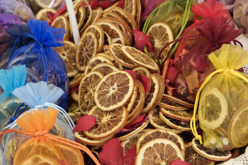 Dried oranges at farmers market