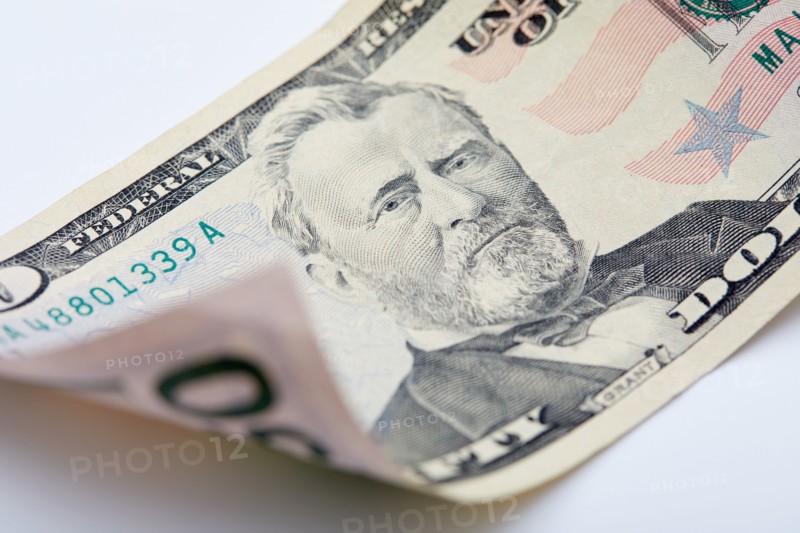 Close-up of fifty dollar bill