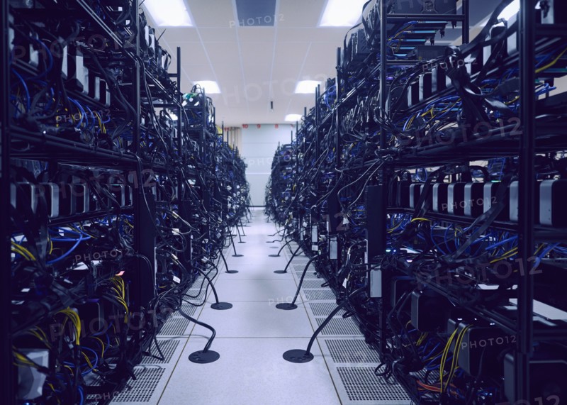 Interior of server room with computer equipment