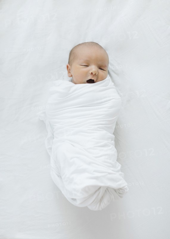Overhead view of newborn baby boy