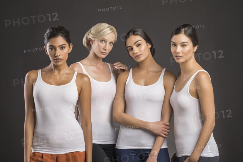 Studio portrait of four beautiful women