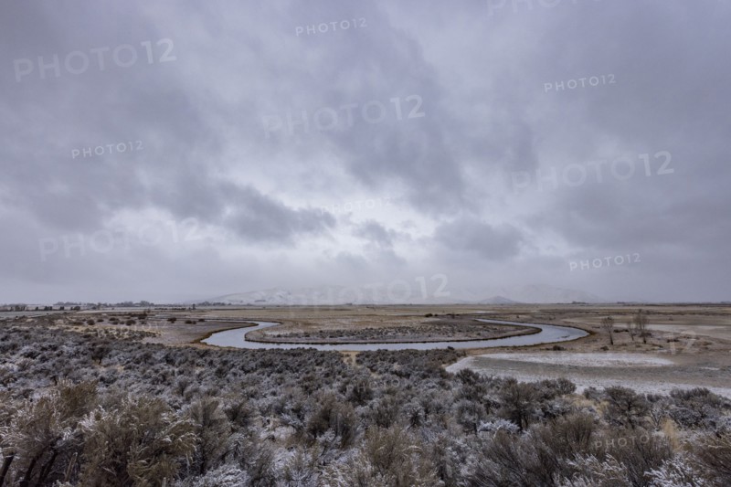 Winter sky over spring creek