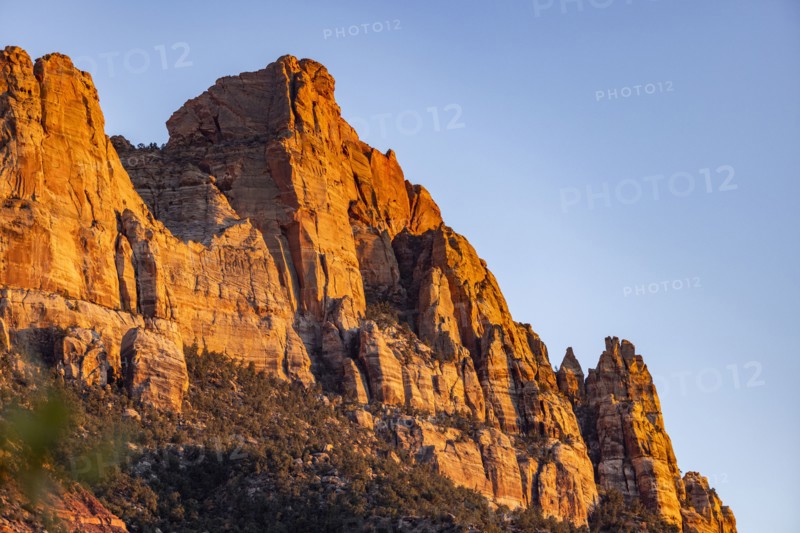 Red cliffs at sunset in Zion National Park