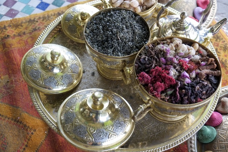 Tea set with herbs