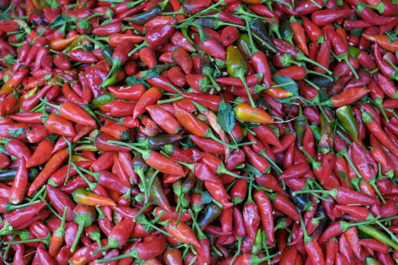 Heap of red hot chili peppers