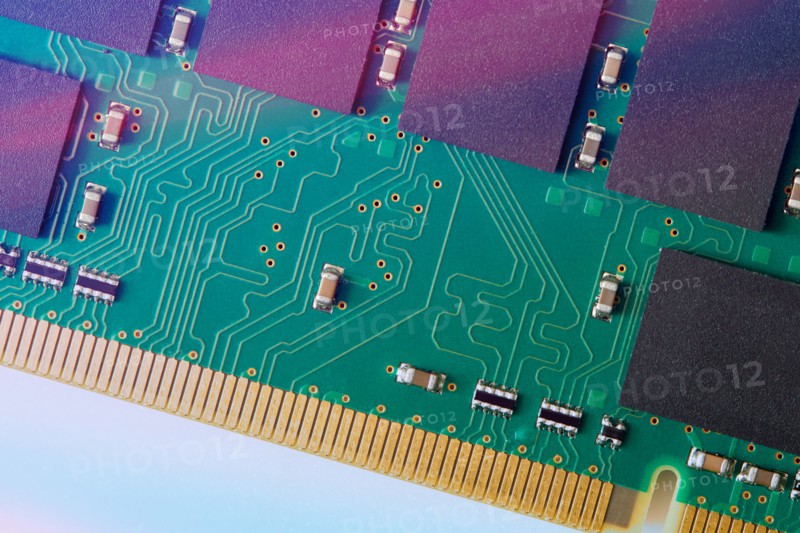 High angle of computer circuitboard