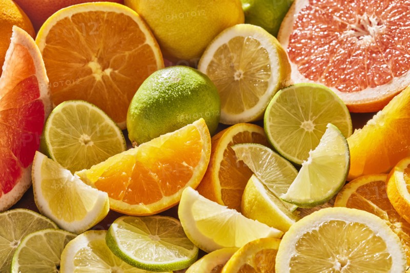 Close-up of assorted sliced citrus fruit