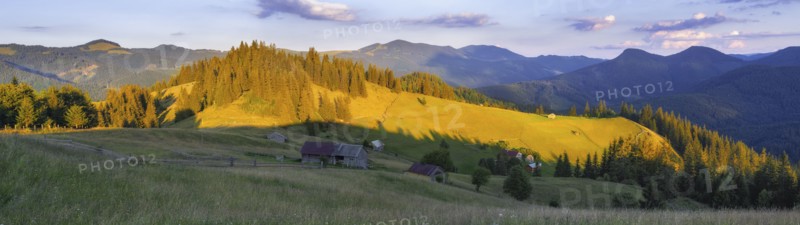 Panoramic view of landscape in Carpathian Mountains