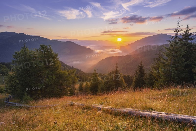 Carpathian Mountains landscape at sunset