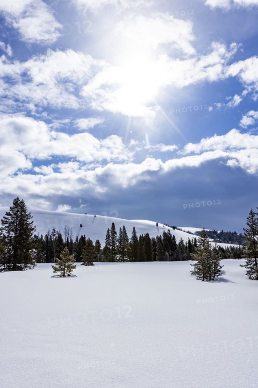 Sunny day in mountains at winter