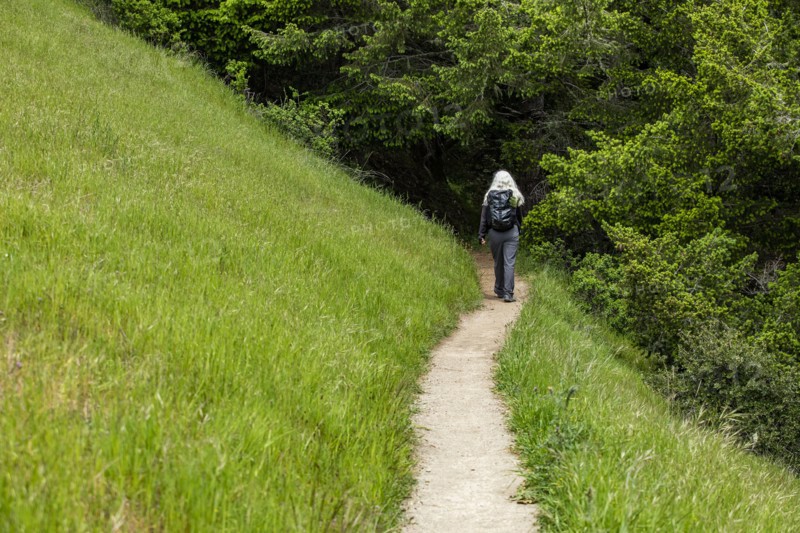 Senior woman hiking Dipsea Trail