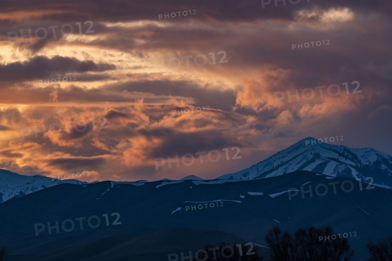Dramatic clouds during sunset in mountains near Sun Valley