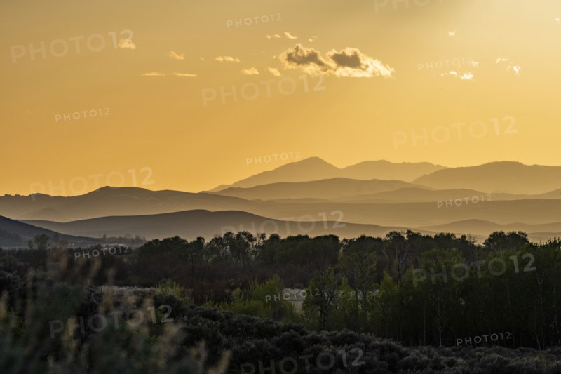 Mountain layers during sunset near Sun Valley
