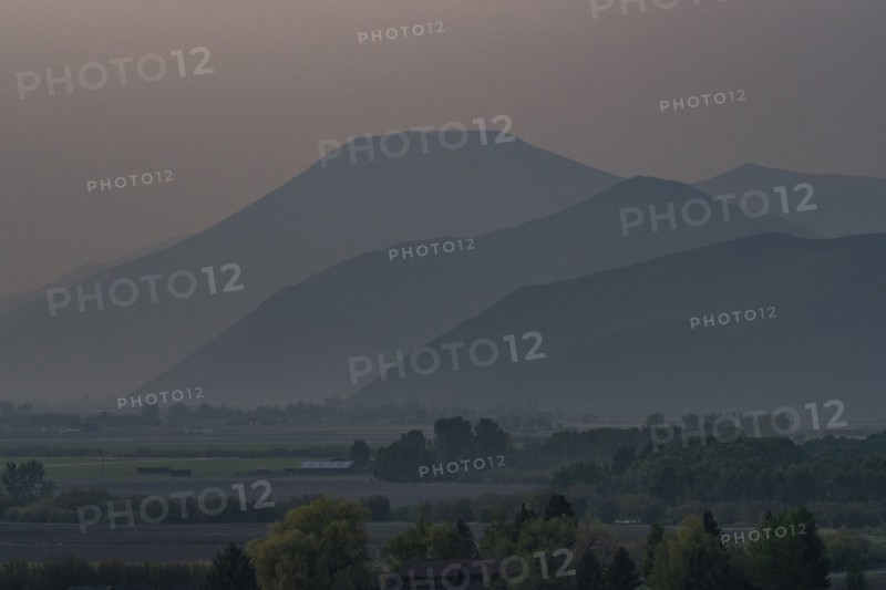 Silhouette of mountains at dusk