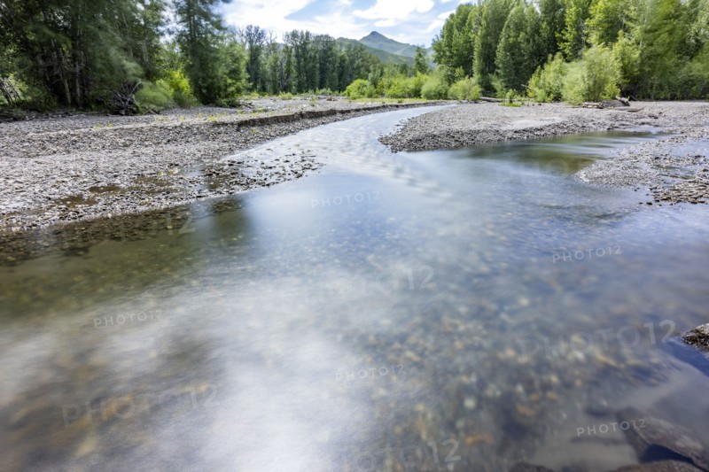 Long exposure of Big Wood River on sunny day