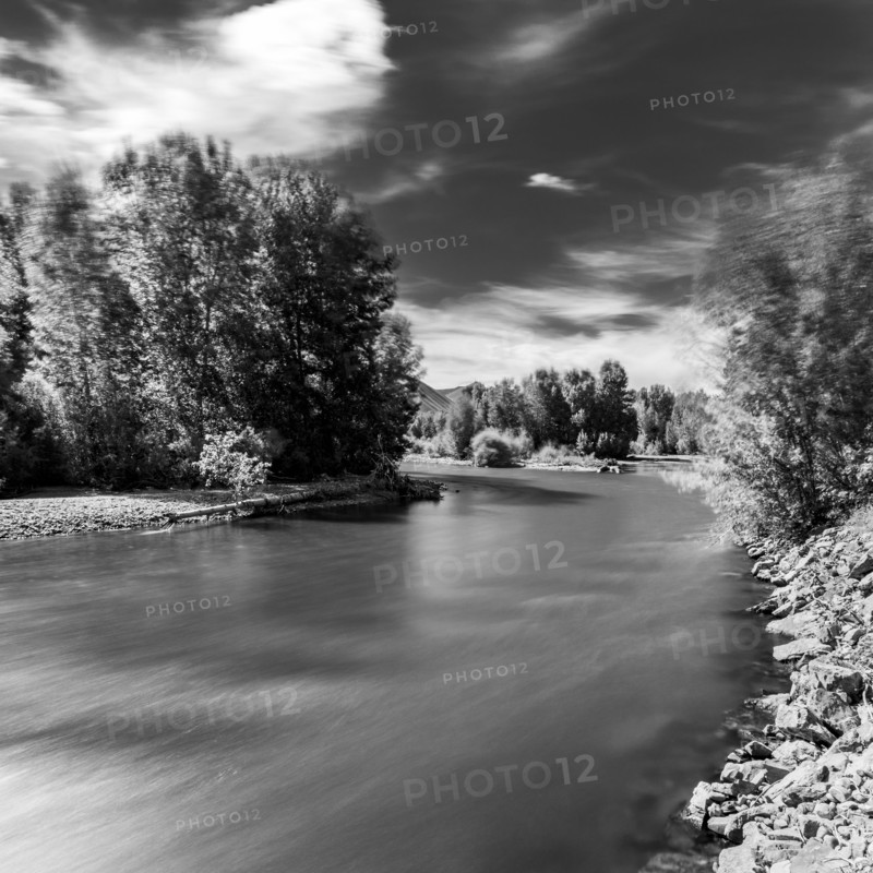 Long exposure of Big Wood River on sunny day