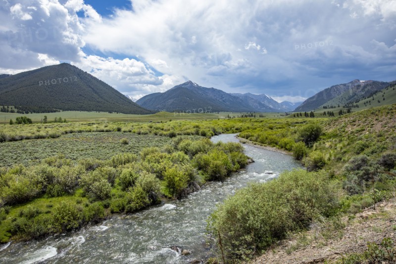 Mountain landscape with North Fork Big Lost River
