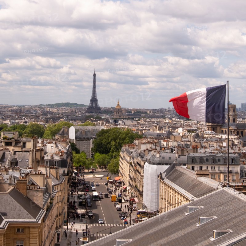French flag on building roof