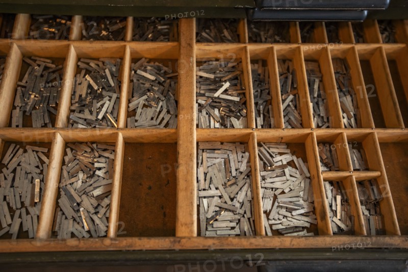 Lead slug letters for typesetting at Print Museum