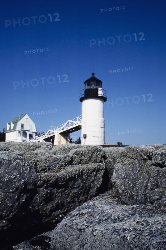 Marshall Point Light Station on sunny day, Saint George, Maine, USA