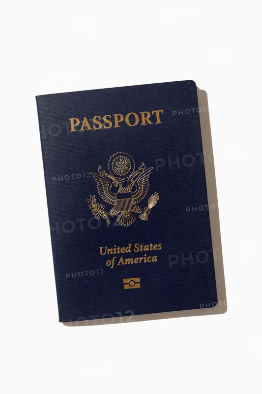 American passport on white background, New York, NY, USA