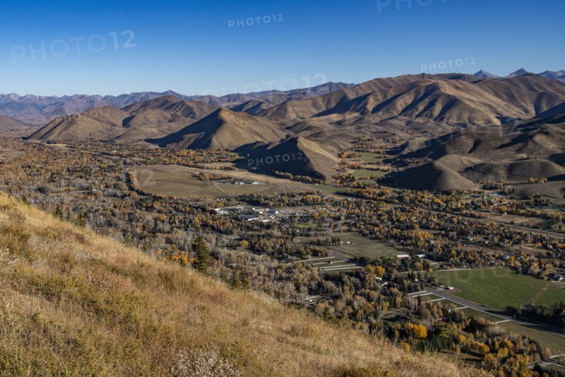 View of Wood River Valley from Carbonate Peak, Hailey, Idaho, USA