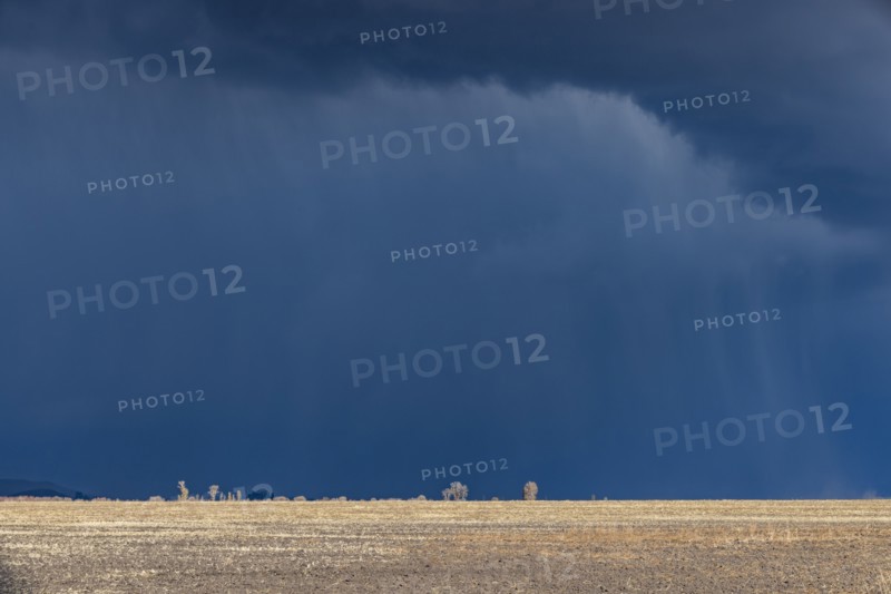 Stormy skies over farm country, Fairfield, Idaho, USA