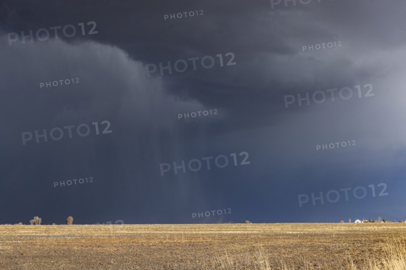 Stormy skies over farm country, Fairfield, Idaho, USA