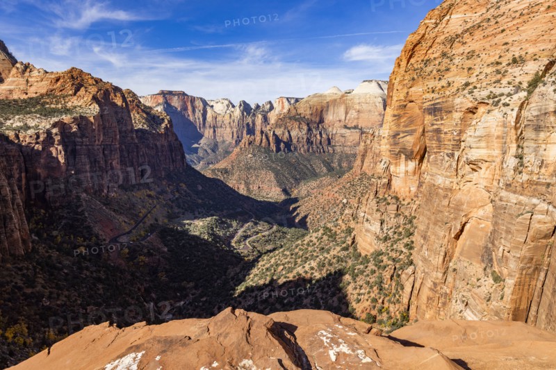 Zion Canyon rock formations seen from Zion Overlook, , Utah, USA