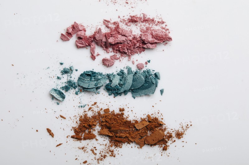 Studio shot of colorful eyeshadow on white background, New York, New York, USA