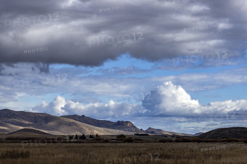 USA, Idaho, Bellevue, Dramatic clouds over landscape, Bellevue, Idaho, USA
