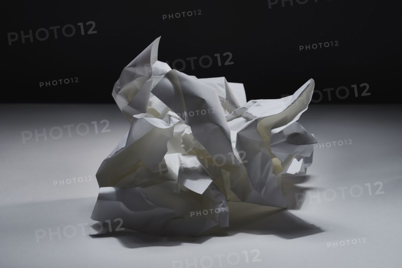 Studio shot of white crumpled paper, Austin, Texas, USA