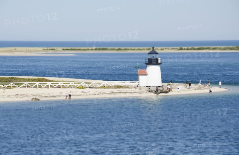 USA, Massachusetts, Nantucket, People near Brant Point Lighthouse, Nantucket, Massachusetts, USA