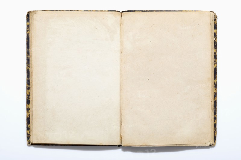 USA, New York State, New York City, Open old note pad on white background, New York City, New York, USA