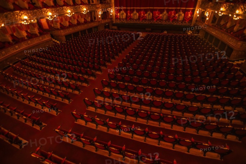 High angle view of concert hall seats in Teatro Colon, Buenos Aires, , Argentina
