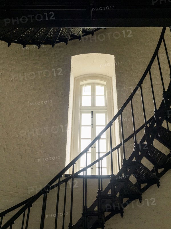 USA, North Carolina, Nags Head, Window and staircase in Bodie Island Lighthouse, Nags Head, North Carolina, USA