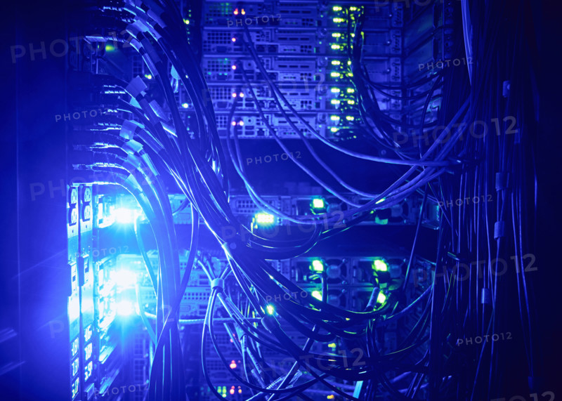 Close-up of hard drives and cables in data center
St, George, Utah, USA