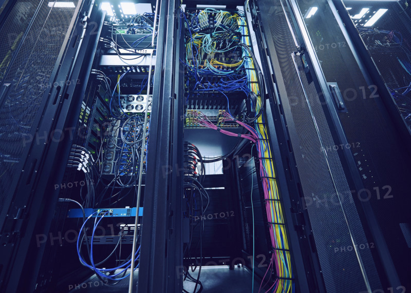 Hard drives and cables in data center
St, George, Utah, USA