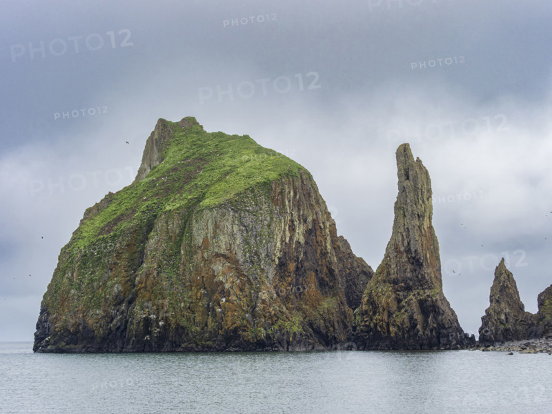 Storm clouds above rocky island and sea
St Matthew Island, Alaska, USA
