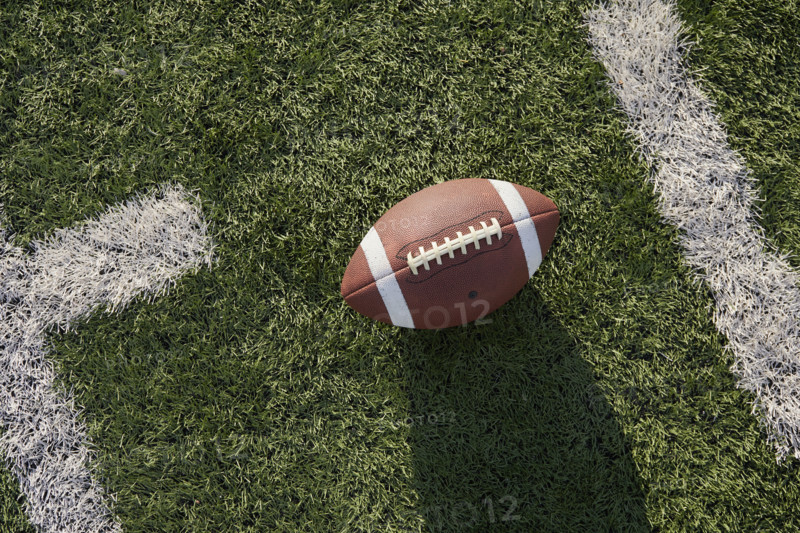 Overhead view of American football ball in field
New York City, NY USA