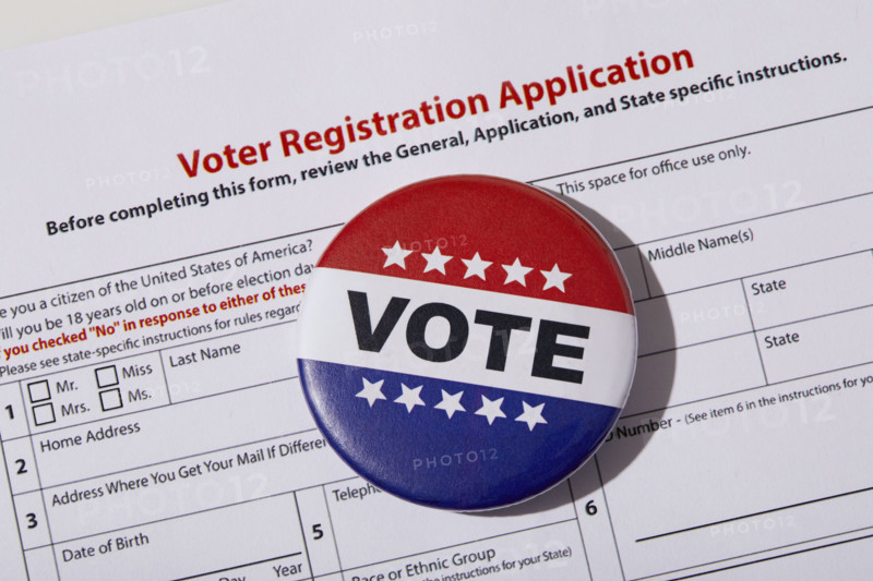 Voter registration application with Vote button
USA