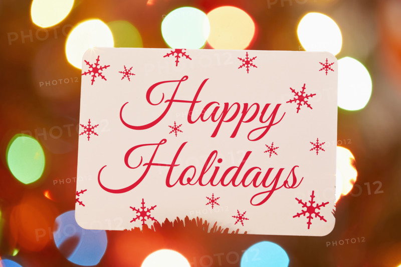 Christmas gift card with colorful lights in background
New York City, NY USA