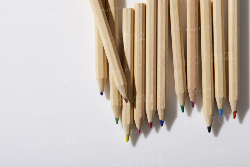 Colorful pencils on white background
New York City, New York State, USA