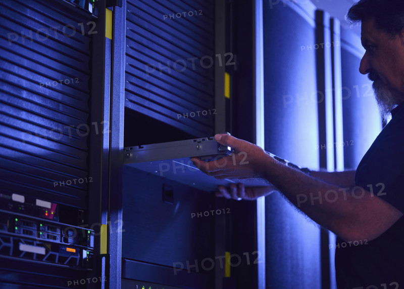 Man working in data center