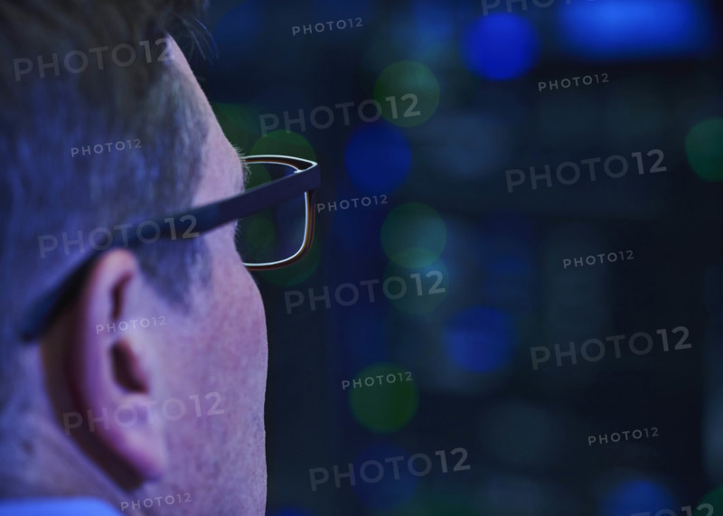 Close-up of man working in data center