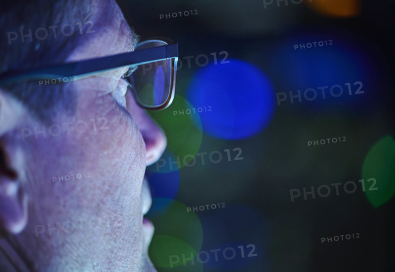 Close-up of man working in data center