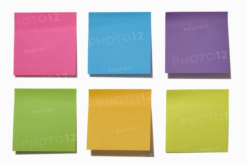 Colorful post it notes on white background